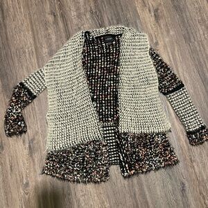 La Fee Verte | Anthropologie | Oona Confetti Chunky Popcorn Open Front Cardigan